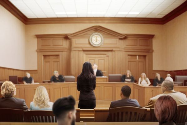 Attorneys in courtroom — a strong reputation online reinforces courtroom credibility