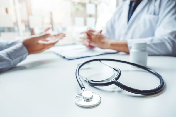 Stethoscope on doctor's desk
