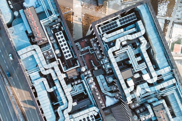 aerial view of commercial HVAC system