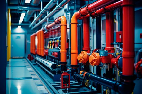 Industrial plumbing pipeline system in building