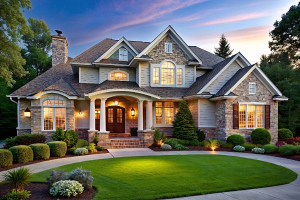 Beautiful custom home exterior after remodeling and renovation