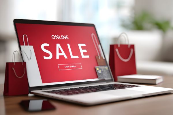 Online store sale promotion with discount offers on ecommerce website