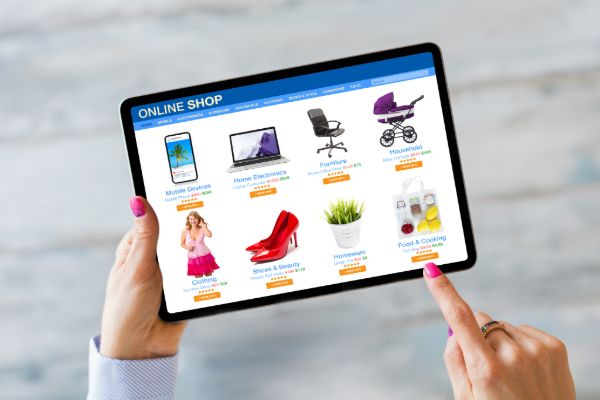 Online store browsing on a tablet device