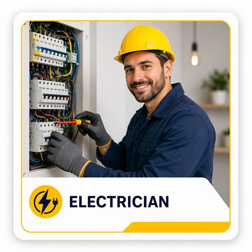 Electrician repairing wiring and electrical connections in home