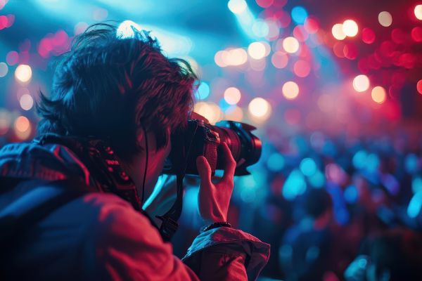 Photographer capturing live event or concert at night