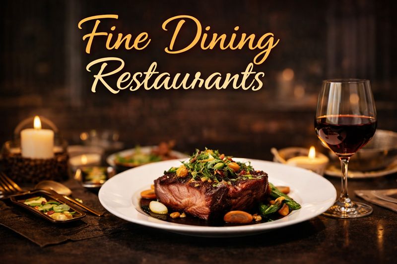 plated meal with wine served in a fine dining restaurant