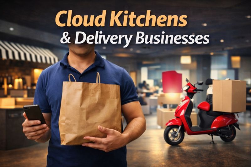 delivery person holding a takeaway food bag