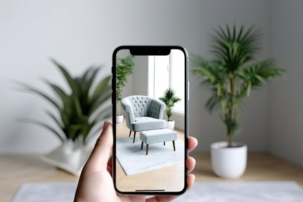 Customers browsing online furniture store on mobile