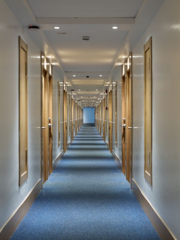 Modern hotel corridor interior SEO optimization