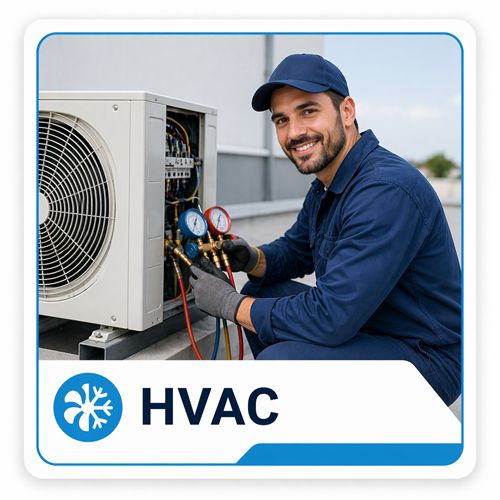HVAC technician repairing air conditioning unit at home