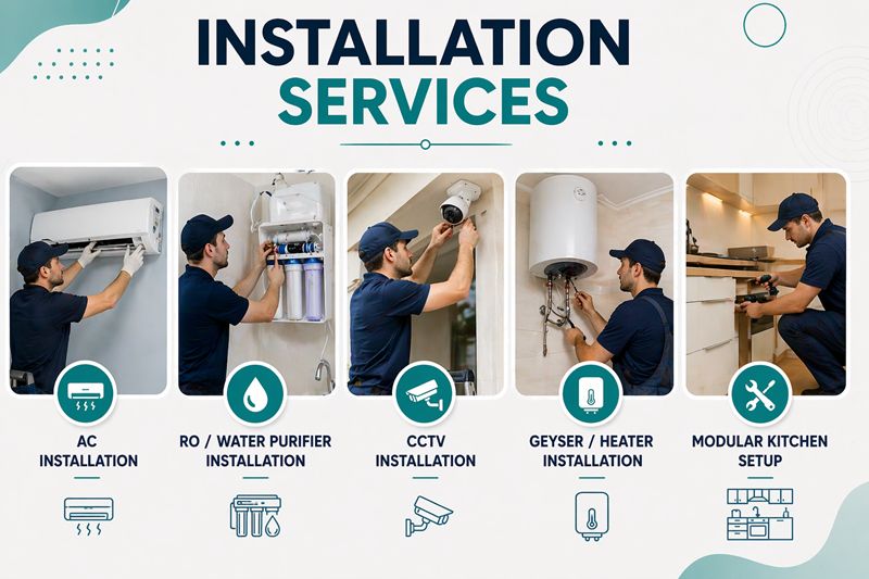 Installation services for home appliances and fixtures by professionals