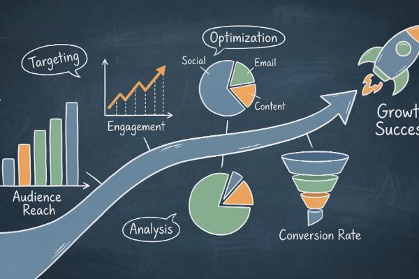 SEO and marketing strategy funnel diagram for startups