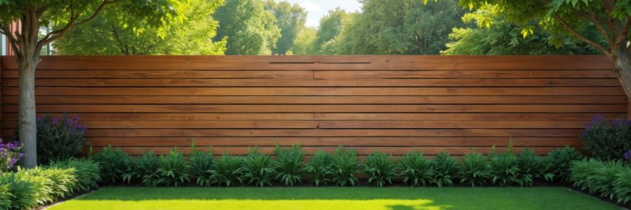 Modern horizontal wood fence design for residential backyard