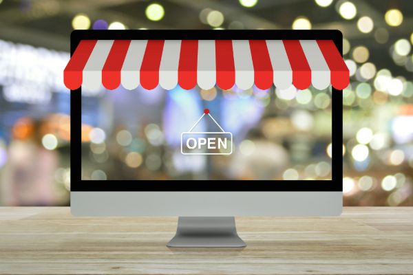 Online store website displayed on desktop screen with storefront design