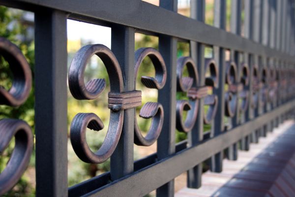 Ornamental iron fence design with detailed craftsmanship