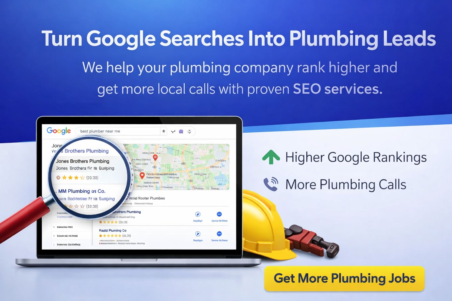 Plumbing SEO services helping plumbing companies rank higher on Google and get more local calls and leads