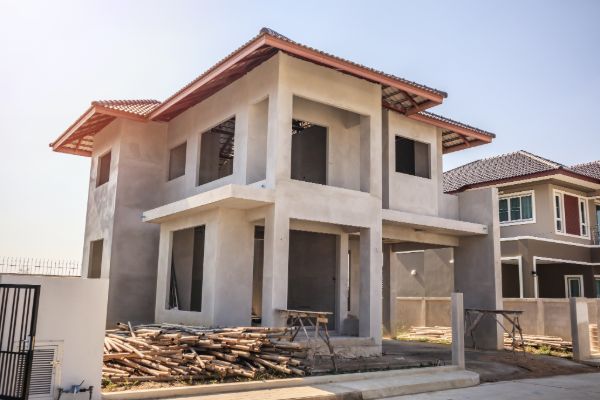 Residential house under construction exterior view