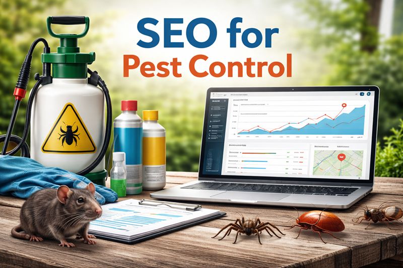 SEO for pest control services with website analytics and growth metrics