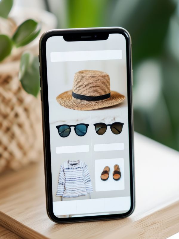 Shopify store products displayed on a mobile screen