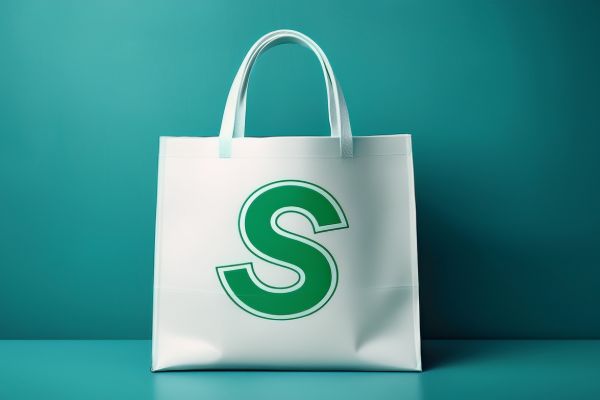 Shopping bag with Shopify logo