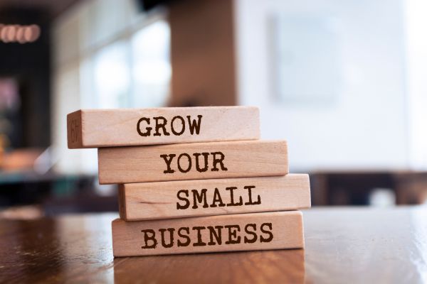 Startup and small business growth concept with wooden blocks showing business growth message