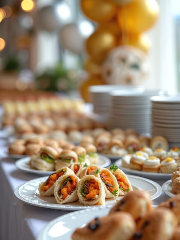 Event catering food display prepared for a special occasion