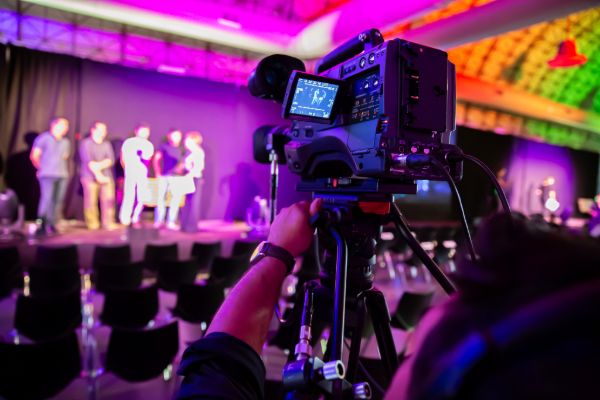 Professional event production with stage lighting