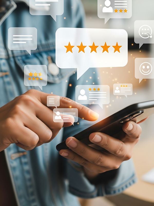 Managing online customer reviews and ratings on mobile device