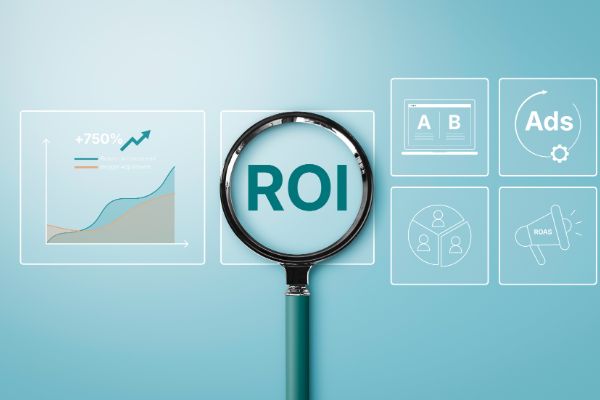 ROI-focused advertising strategy illustration for improving marketing performance and conversions