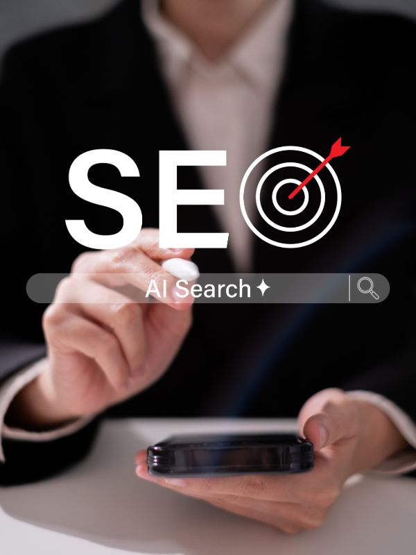 AI search optimization and SEO strategy interface on mobile device