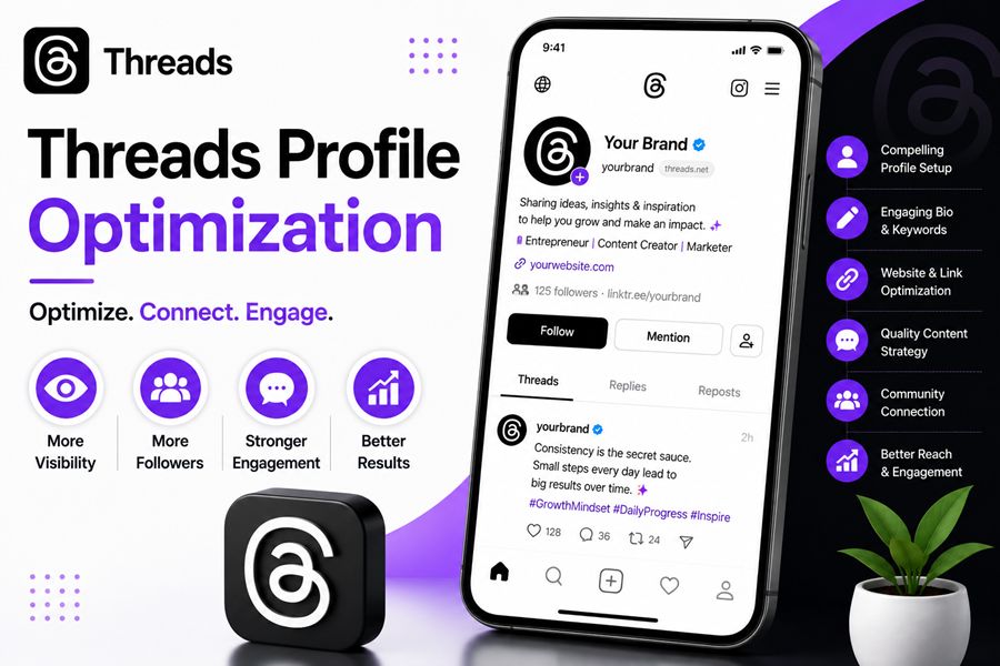 Threads profile optimization interface with audience engagement insights