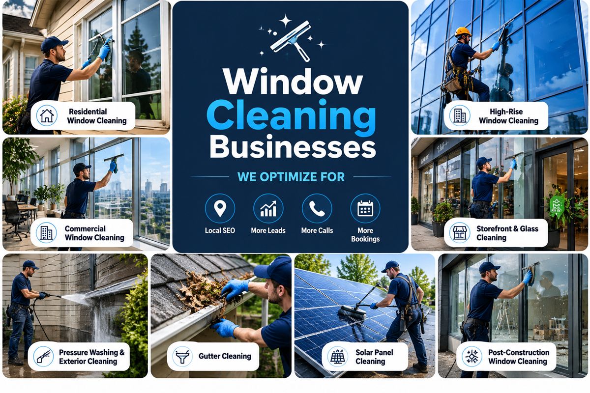 Window cleaning services including residential, commercial, high-rise and storefront window cleaning