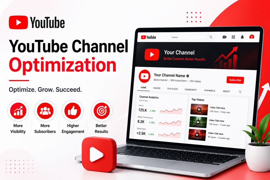 YouTube channel optimization dashboard with video analytics and growth insights