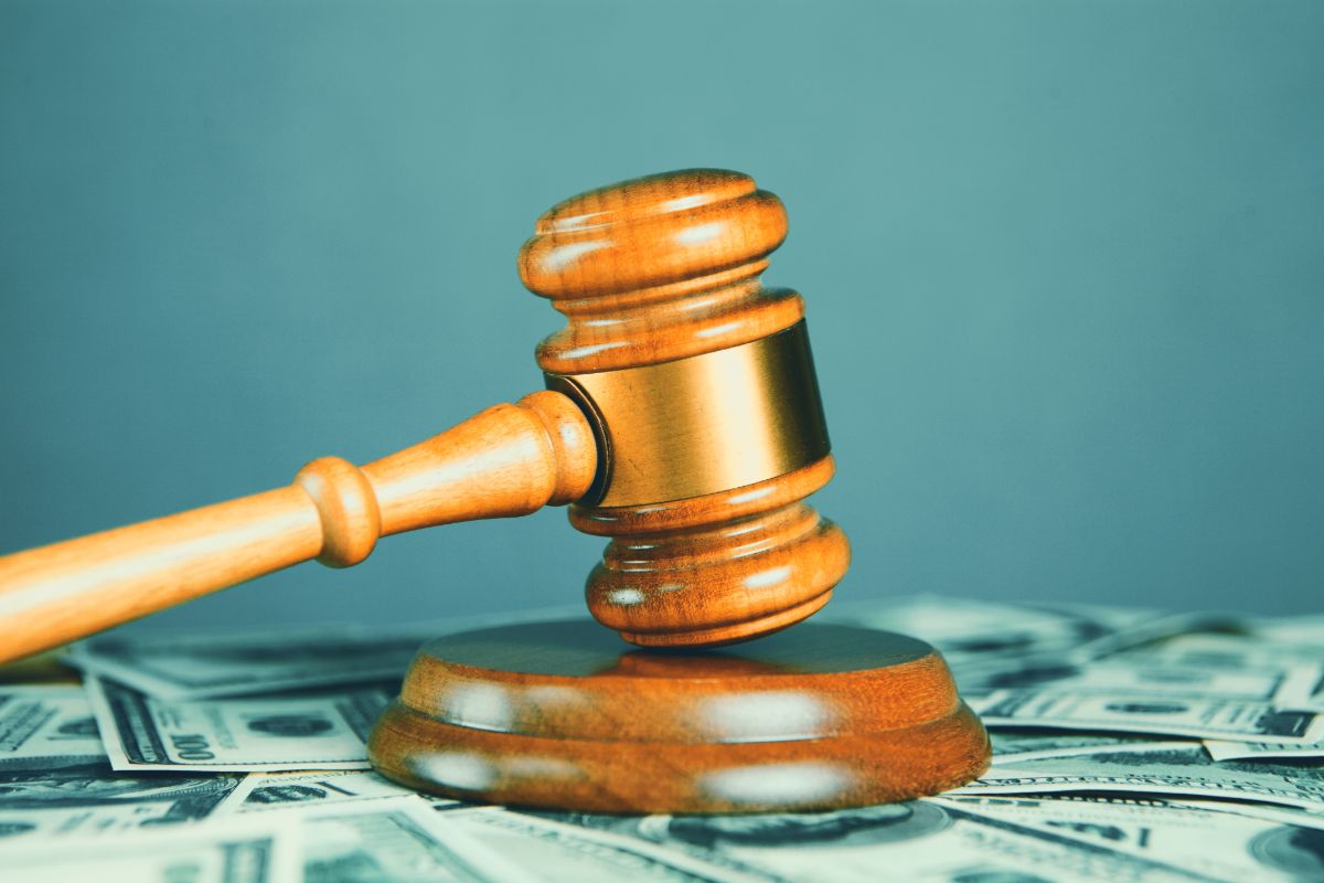 Bankruptcy law concept with legal gavel and financial debt documents