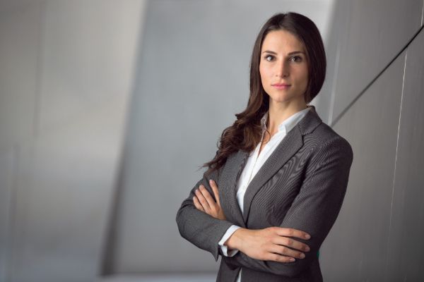 Professional business attorney in office