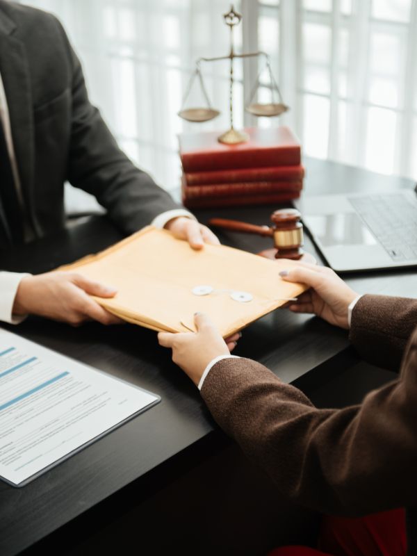 Attorney reviewing corporate documents