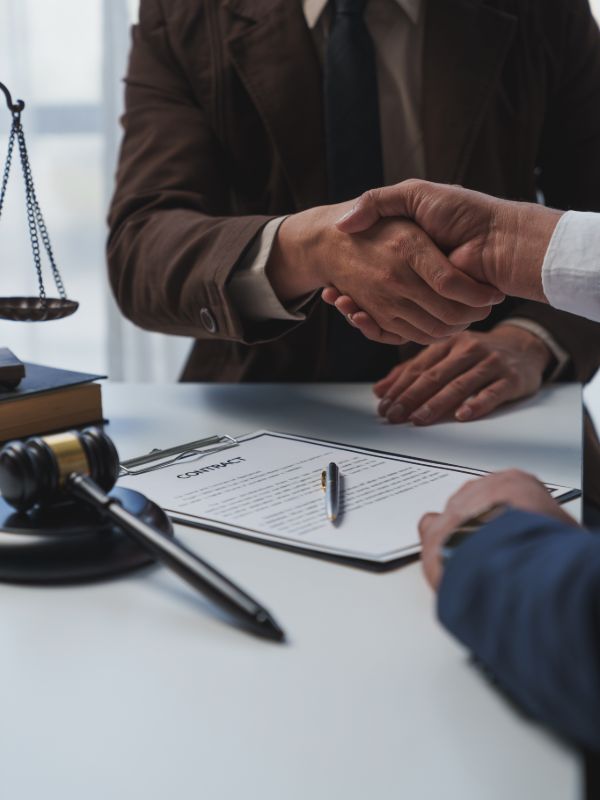 Divorce lawyer consultation with client discussing legal matters