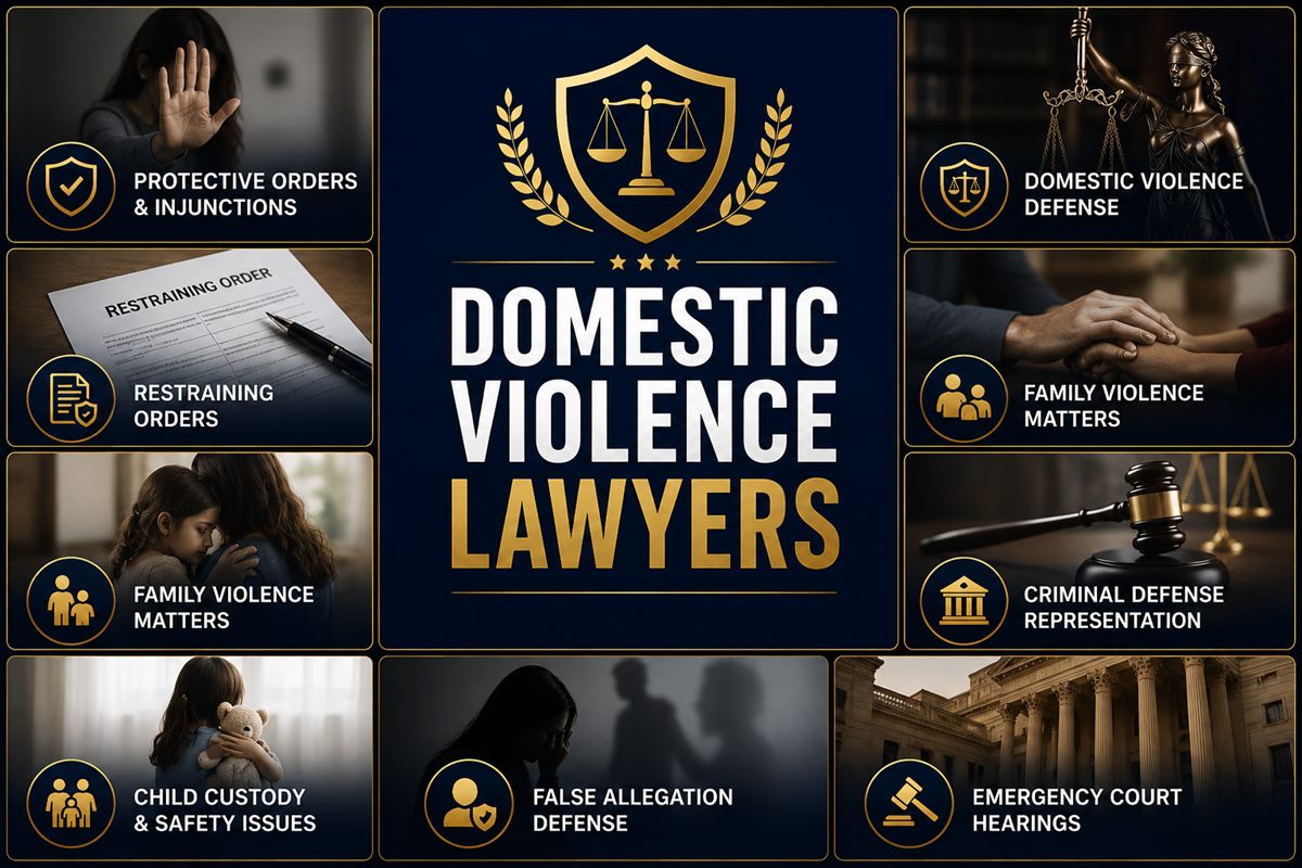 Domestic violence lawyers practice areas including protective orders, restraining orders, criminal defense, and family violence matters