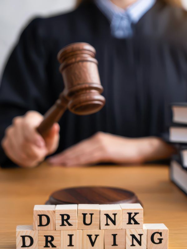 Judge presiding over a drunk driving case in court