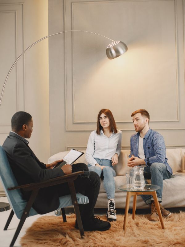 Family law mediation meeting between attorney and clients