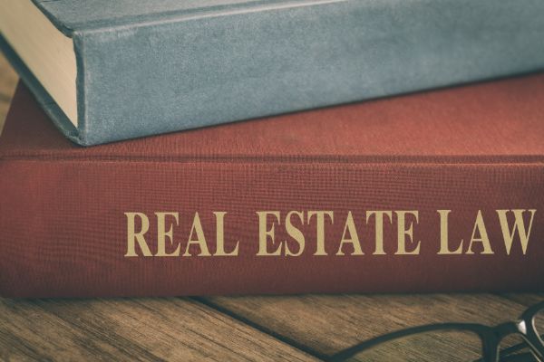 Real estate law book on a desk
