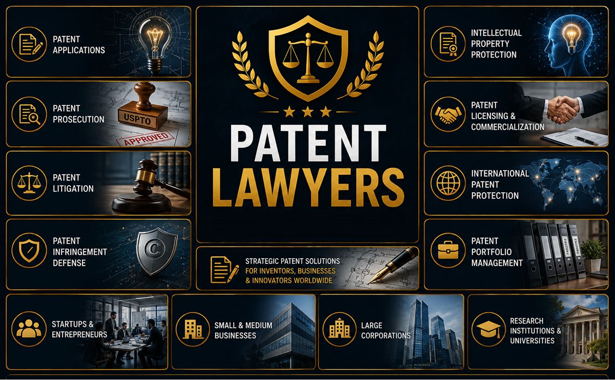 Patent law firm practice overview collage