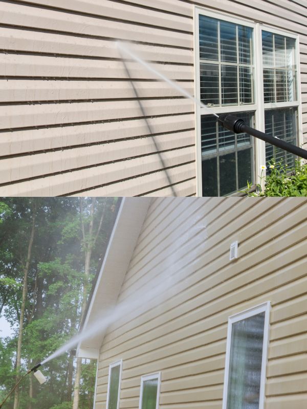 Pressure washing house siding